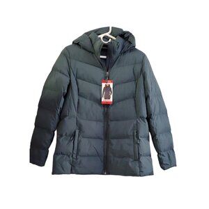 32 Degrees Jacket Womens. Medium Light Weight Down Puffer Green/old Blue